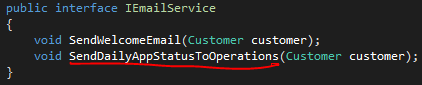 CustomerService doesn't use SendDailyAppStatusToOperations Too many methods
